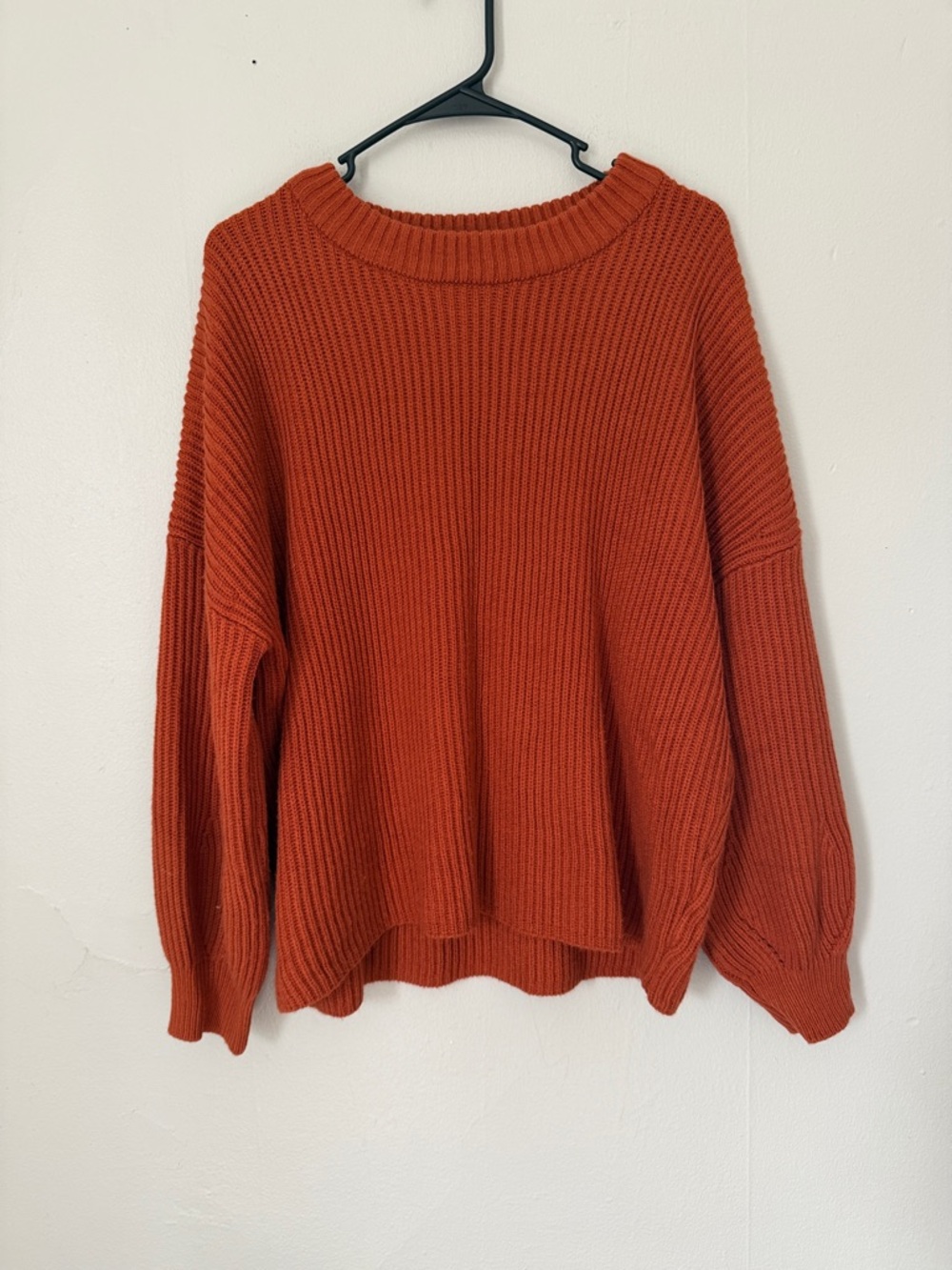 Women's Rust Orange Ribbed Crewneck Sweater
